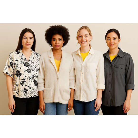 4 Shirts Blouses Tops Linen Button Up Cotton Women's WOMAN'S Size Extra Large - Picture 10 of 10